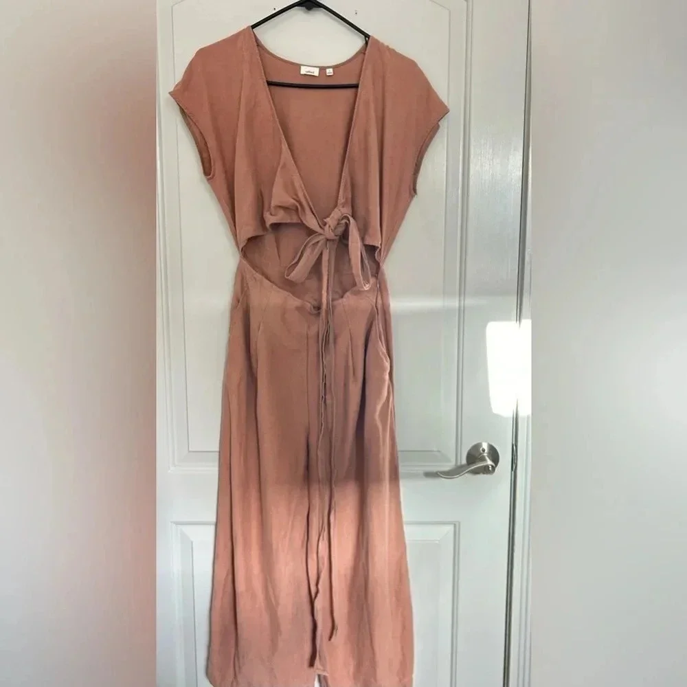 Aritzia Wilfred Linen Blend Wide Leg Jumpsuit size 2 beach boho vacation flowy